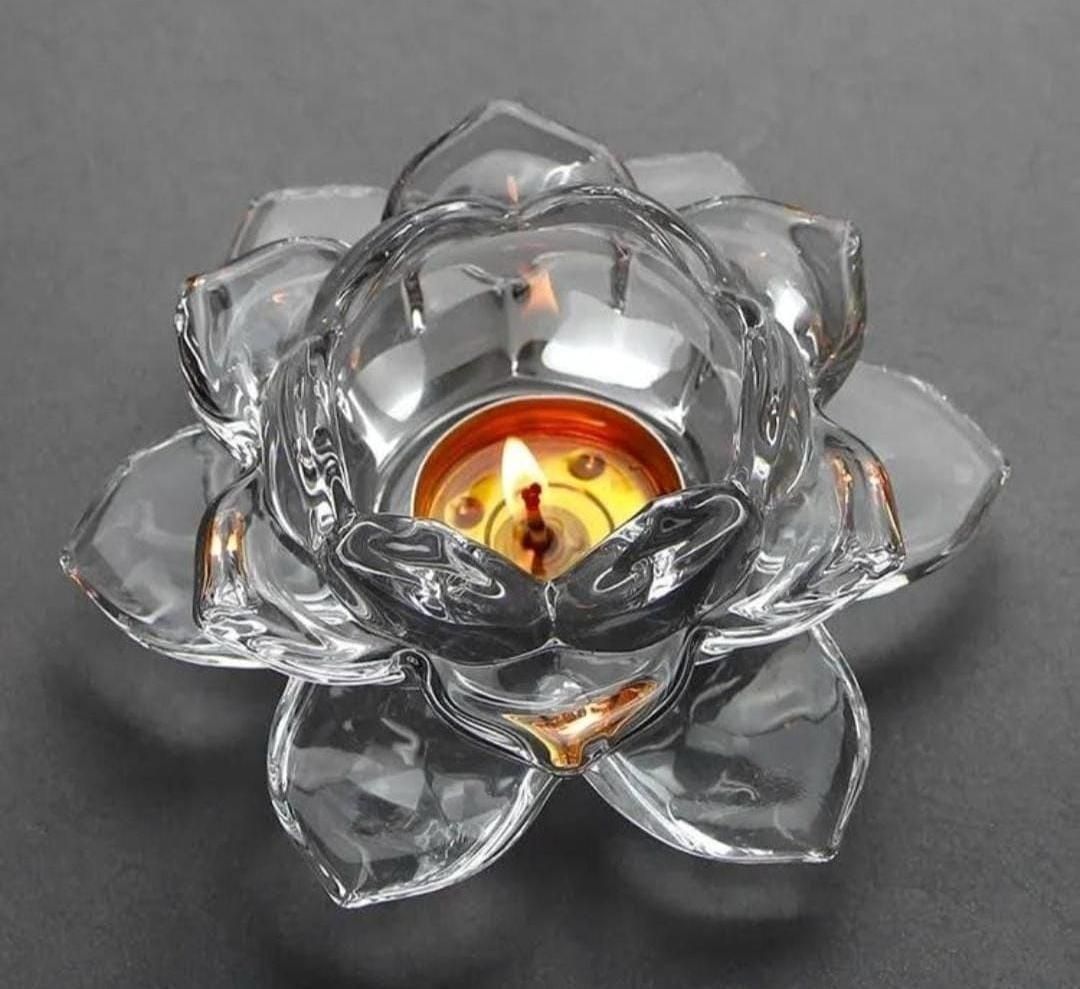 Glass Lotus Flower Tea Light Candle Holder Set 4.5 ⭐️⭐️⭐️⭐️⭐️(879) rating