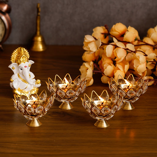eCraftIndia Set of 4 Lotus Shape Crystal Tea Light Holder 4.2 ⭐️⭐️⭐️⭐️⭐️ (384) rating