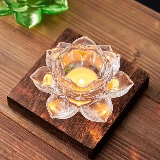 Glass Lotus Flower Tea Light Candle Holder Set 4.5 ⭐️⭐️⭐️⭐️⭐️(879) rating